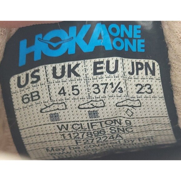 Hoka One One Clifton 9 Women's Size 6b Running Shoes Sandstone Cream - Picture 7 of 7